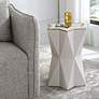 1_Capella 16" Wide White Faux Shagreen Star Accent Table