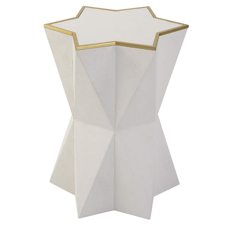 Image 3 Capella 16" Wide White Faux Shagreen Star Accent Table more views