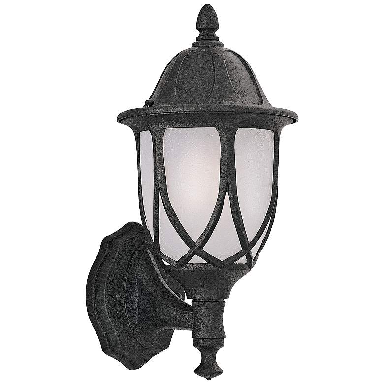 Image 1 Capella 18 inch High Crackled Glass Black Outdoor Wall Light