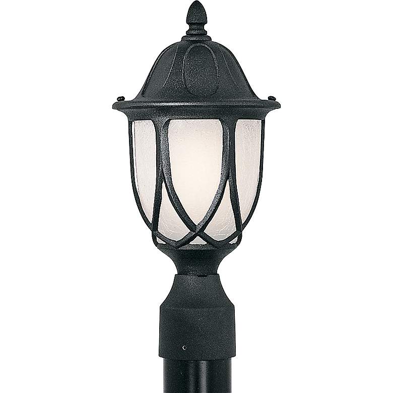 Image 2 Capella 19 1/4"H Crackled Glass Black Outdoor Post Light