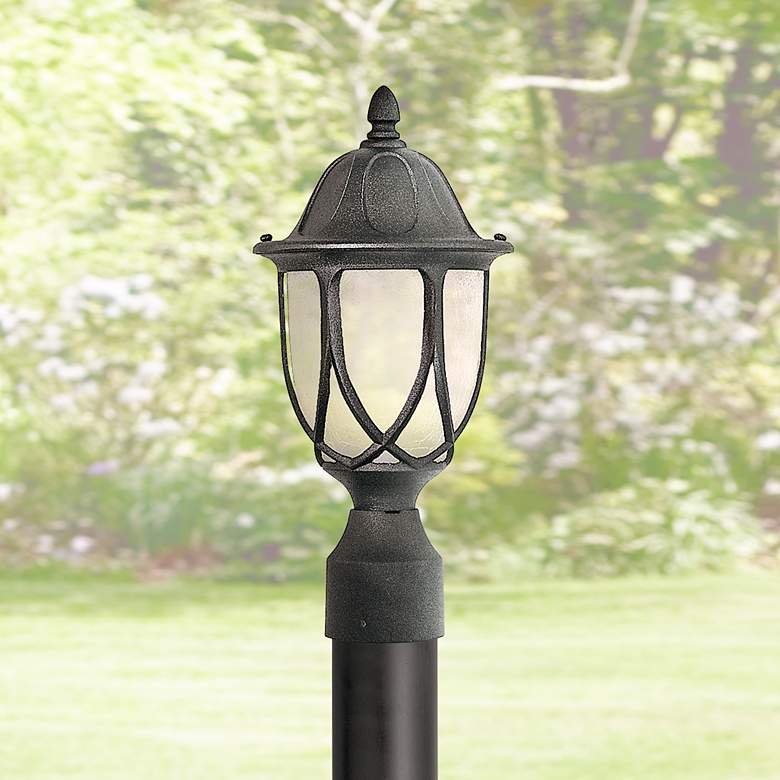 Image 1 Capella 19 1/4 inchH Crackled Glass Black Outdoor Post Light
