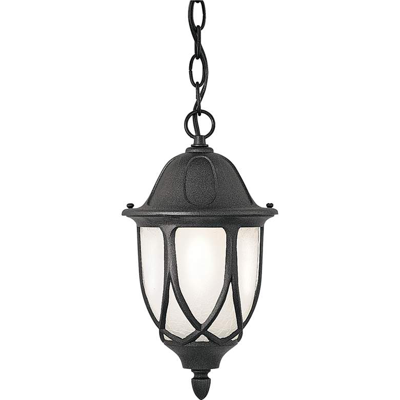 Image 1 Capella 20 inch High Crackled Glass Black Outdoor Hanging Light