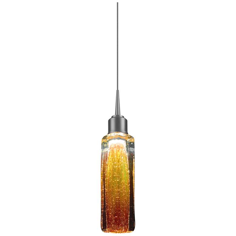 Image 1 Capella LED Pendant - Chrome Finish - Amber Glass Shade
