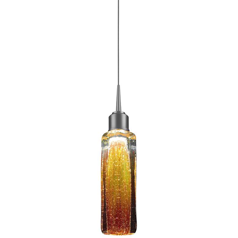 Image 1 Capella LED Pendant - Matte Chrome Finish - Amber Glass Shade