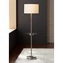 Caper Nickel Tray Table Floor Lamp with USB Port and Outlet