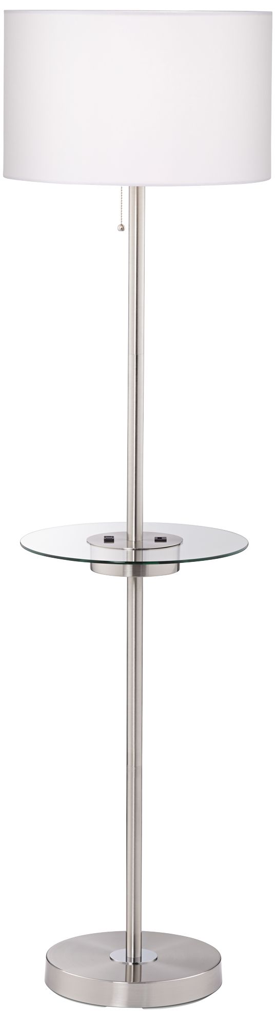 Image 3 Caper 60 1/2" Nickel Tray Table USB and Outlet Floor Lamp