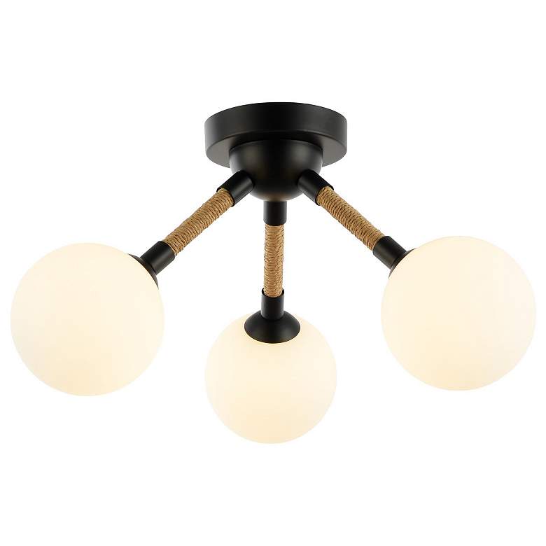 Image 1 Capilano 17.9" Wide 3-Light Black Semi-Flush Mount With Clear Glass Sh