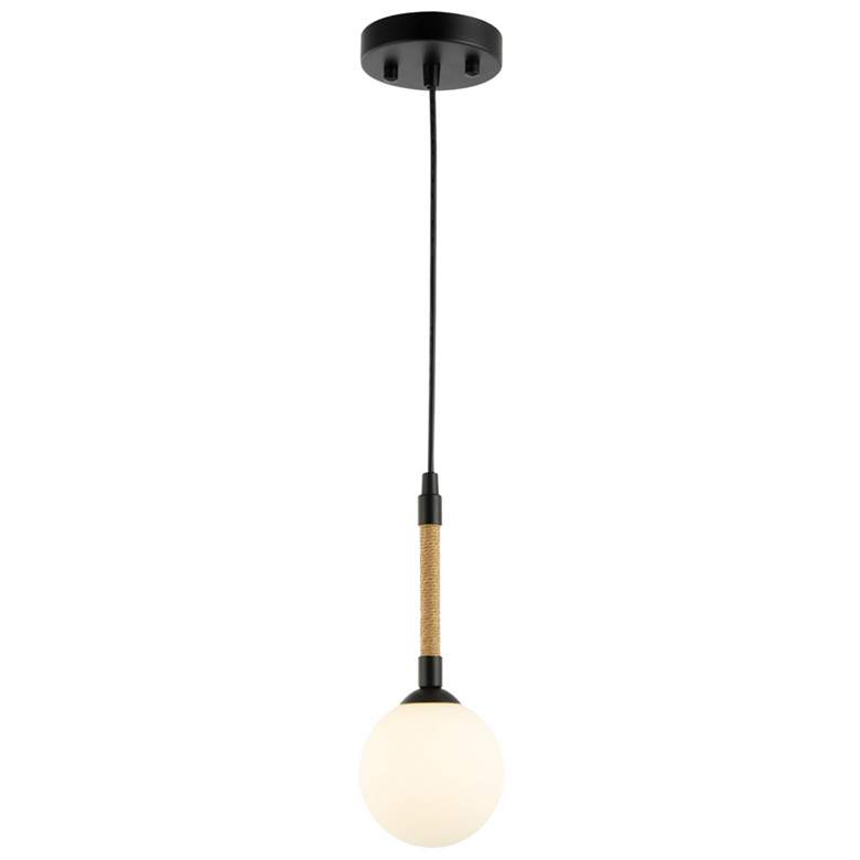 Image 1 Capilano 5.9" Wide Black Pendant With Clear Glass Shade