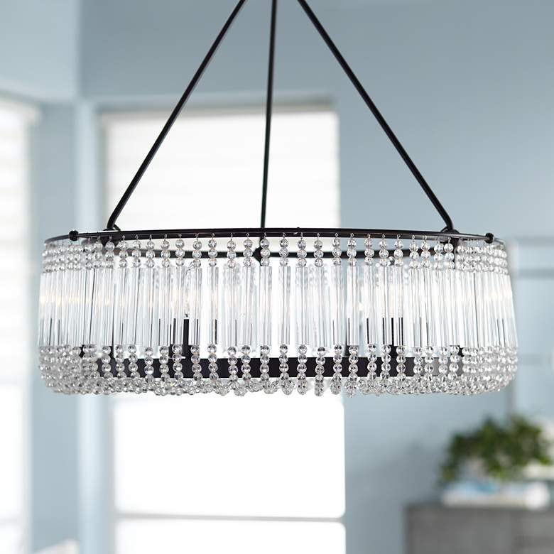 Image 1 Capilla Clear Crystal 26 inchW Matte Black Pendant Chandelier