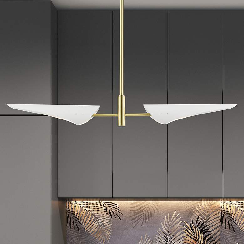 Image 1 Capistrano 2 Light Satin Brass Linear Chandelier