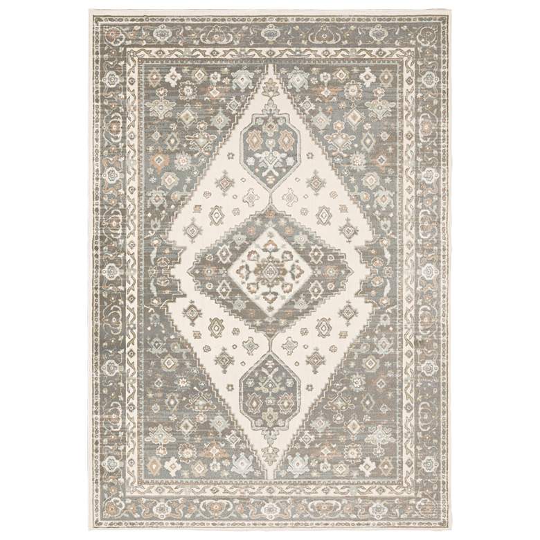 Capistrano 5&#39;3&quot;x7&#39;6&quot; Ivory and Gray Oriental Area Rug