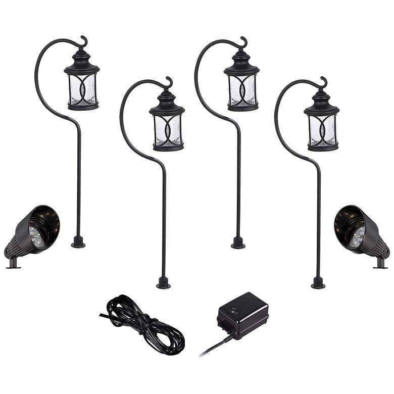 Image 1 Capistrano Black 4-Path 2-Spot LED Landscape Lighting Kit