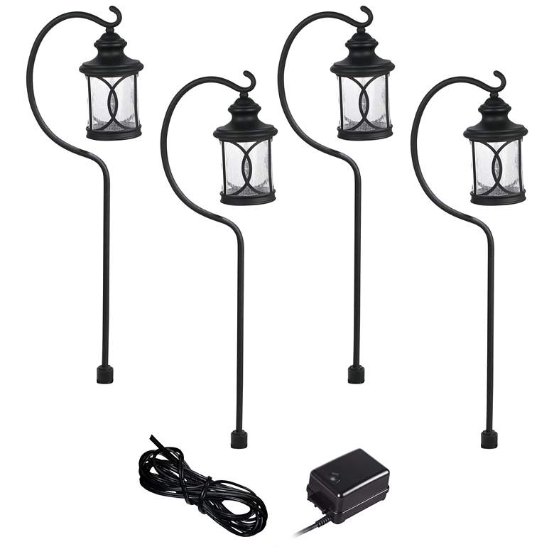 Image 1 Capistrano Black 4-Path Light LED Landscape Lighting Kit