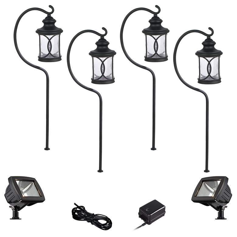 Image 1 Capistrano Black 8-Piece LED Path and Flood Light Set