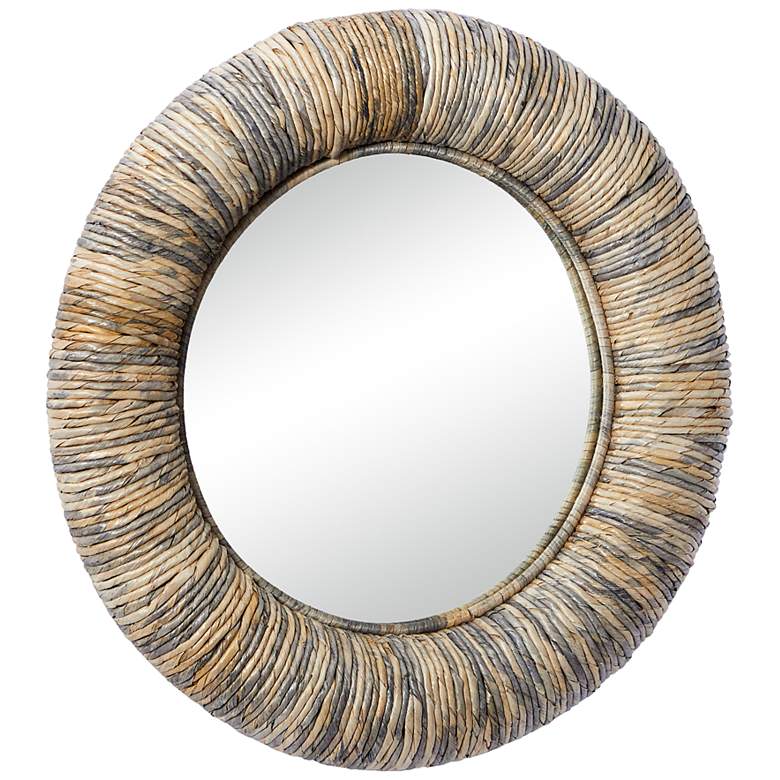 Image 6 Capistrano Distressed Rope 35 inch Rustic Coastal Round Wall Mirror more views