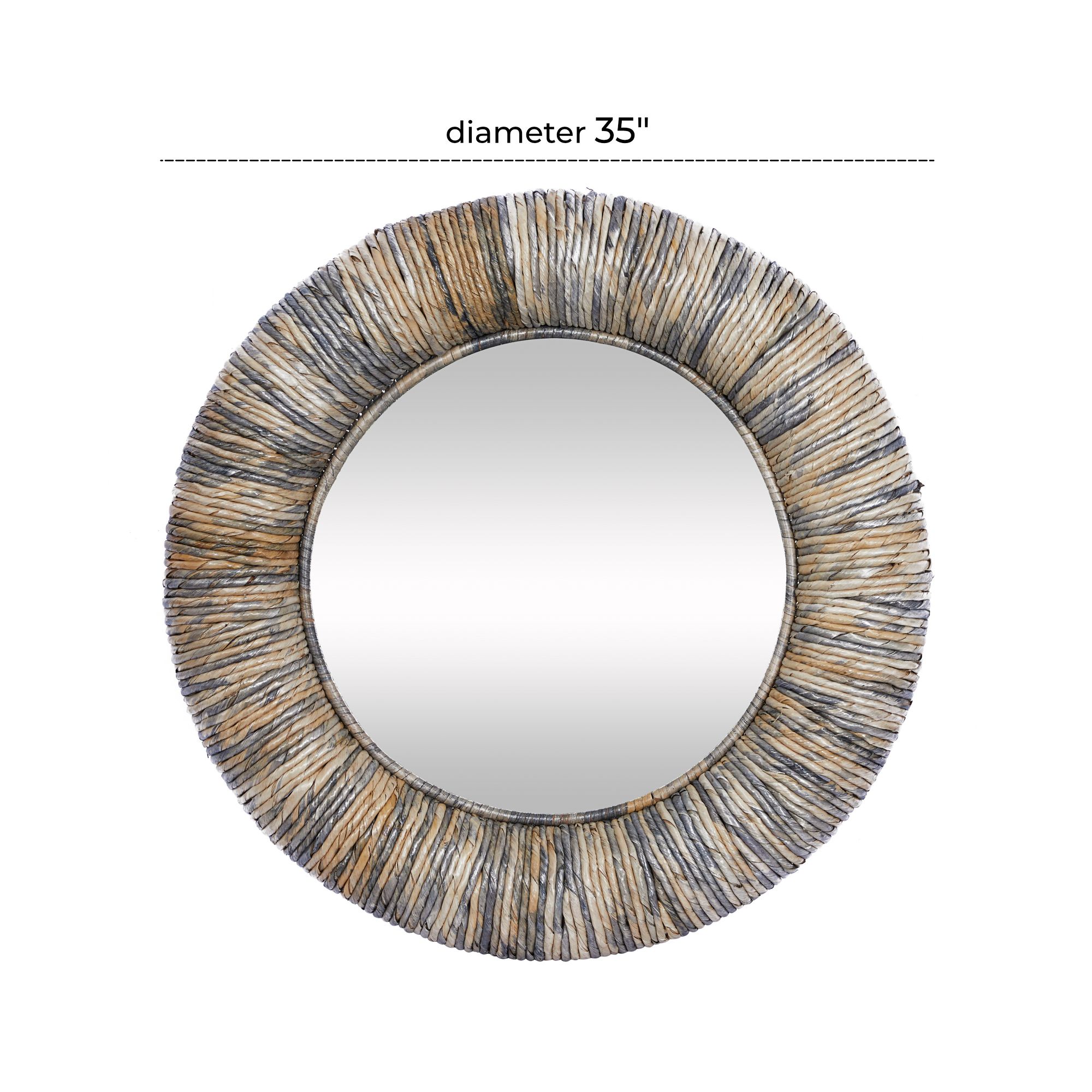 Image 7 Capistrano Distressed Rope 35" Rustic Coastal Round Wall Mirror more views