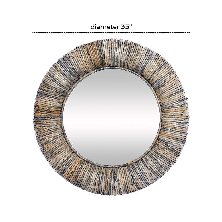 Image 7 Capistrano Distressed Rope 35 inch Rustic Coastal Round Wall Mirror more views