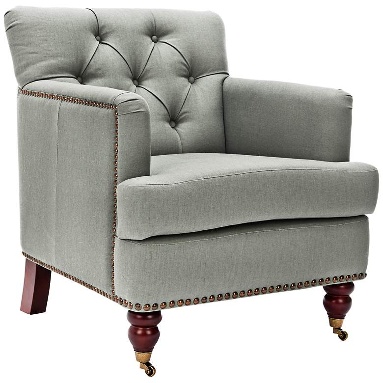 Image 1 Capit Button Tufted Gray Upholstered Armchair