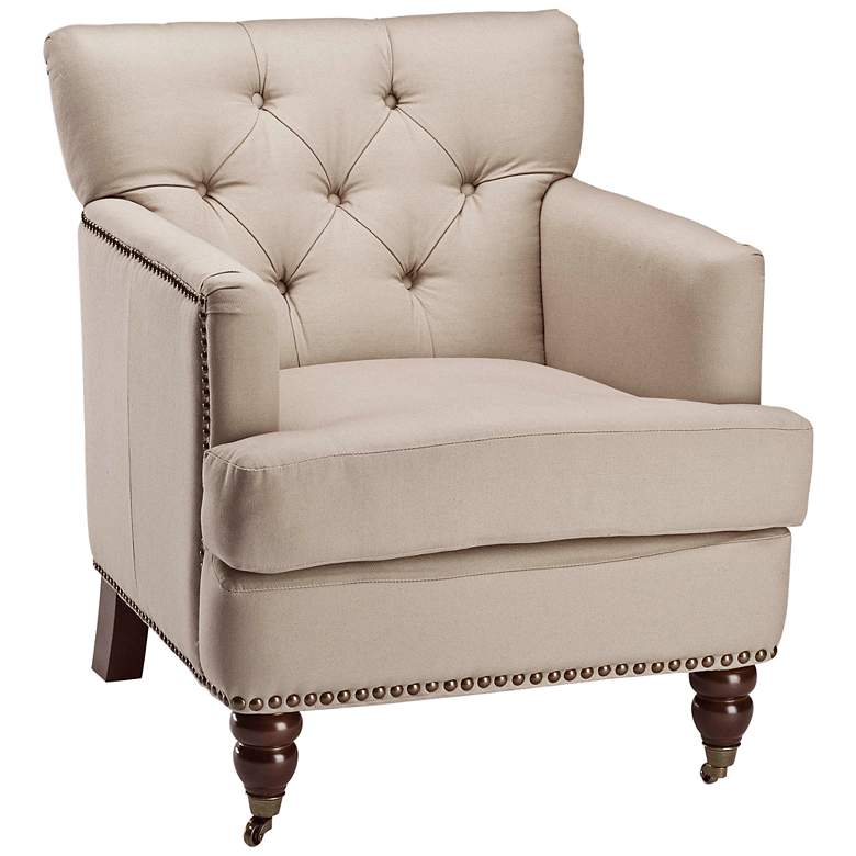 Image 1 Capit Button Tufted Upholstered Cream Armchair