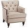 Capit Button Tufted Upholstered Cream Armchair