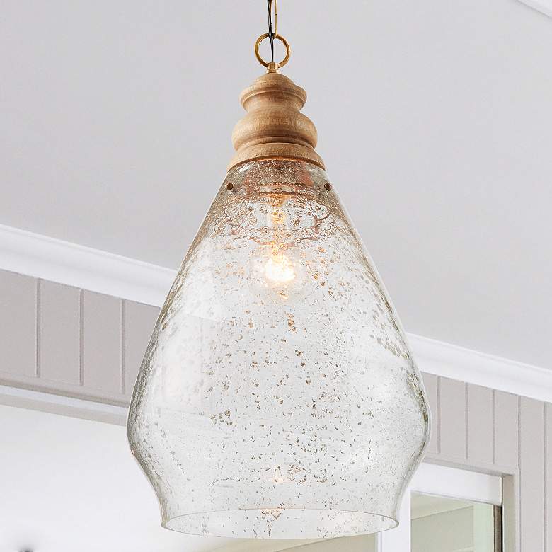 Image 5 Capital 13 3/4"W Light Wood and Stone Seeded Pendant Light more views