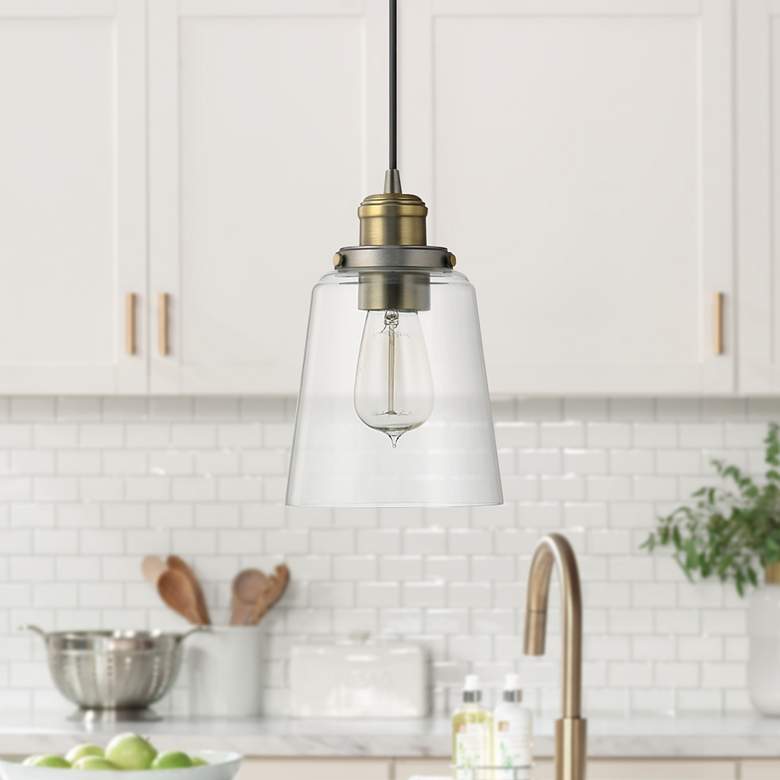 Image 1 Capital 6 inch Wide Graphite and Aged Brass Mini Pendant Light