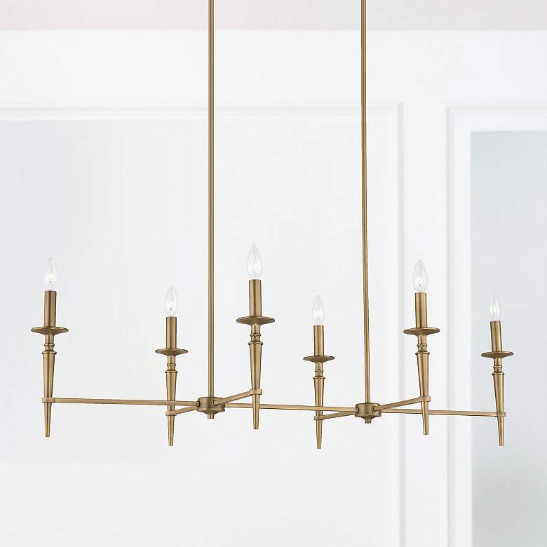 Image 1 Capital Abbie 48" Wide Aged Brass 6-Light Island Pendant