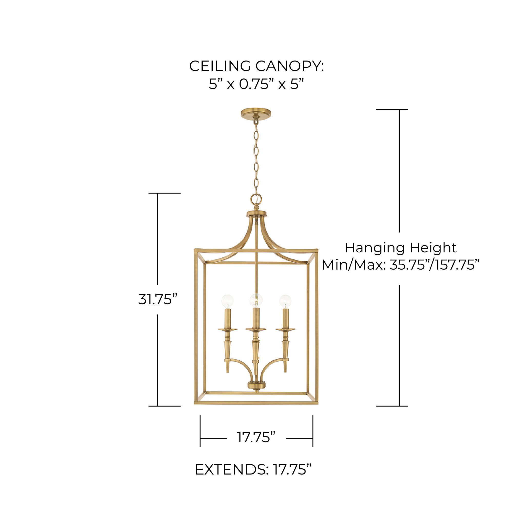 Capital Abbie Foyer 17 3/4"W Aged Brass 4-Light Chandelier