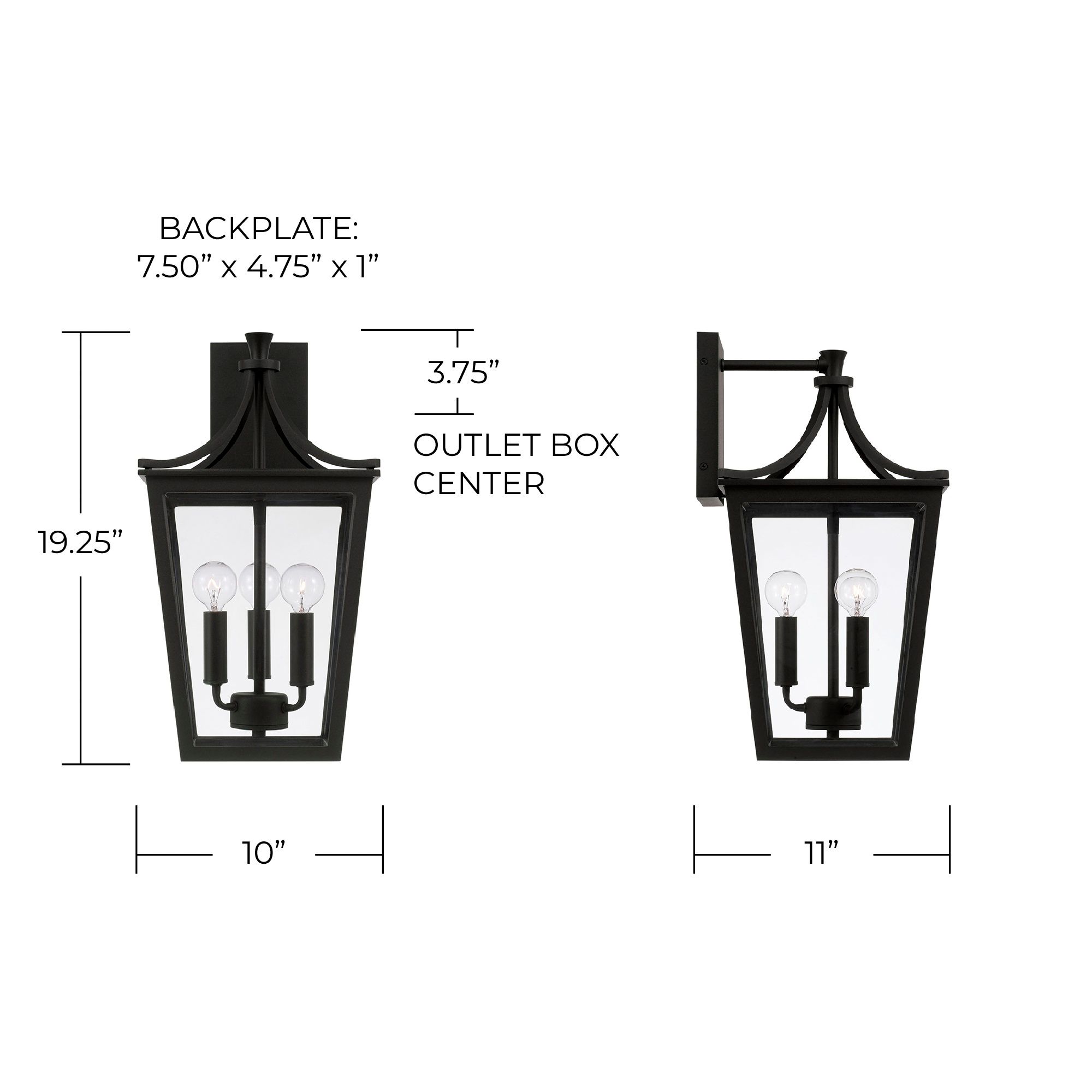 Image 6 Capital Adair 19 1/4" High Black 3-Light Outdoor Wall Light more views