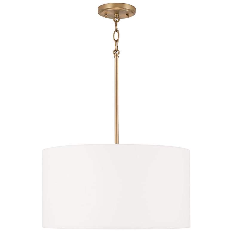 Image 2 Capital Alan 18"W Aged Brass and White Fabric Pendant Light
