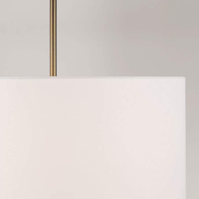 Image 3 Capital Alan 18"W Aged Brass and White Fabric Pendant Light more views
