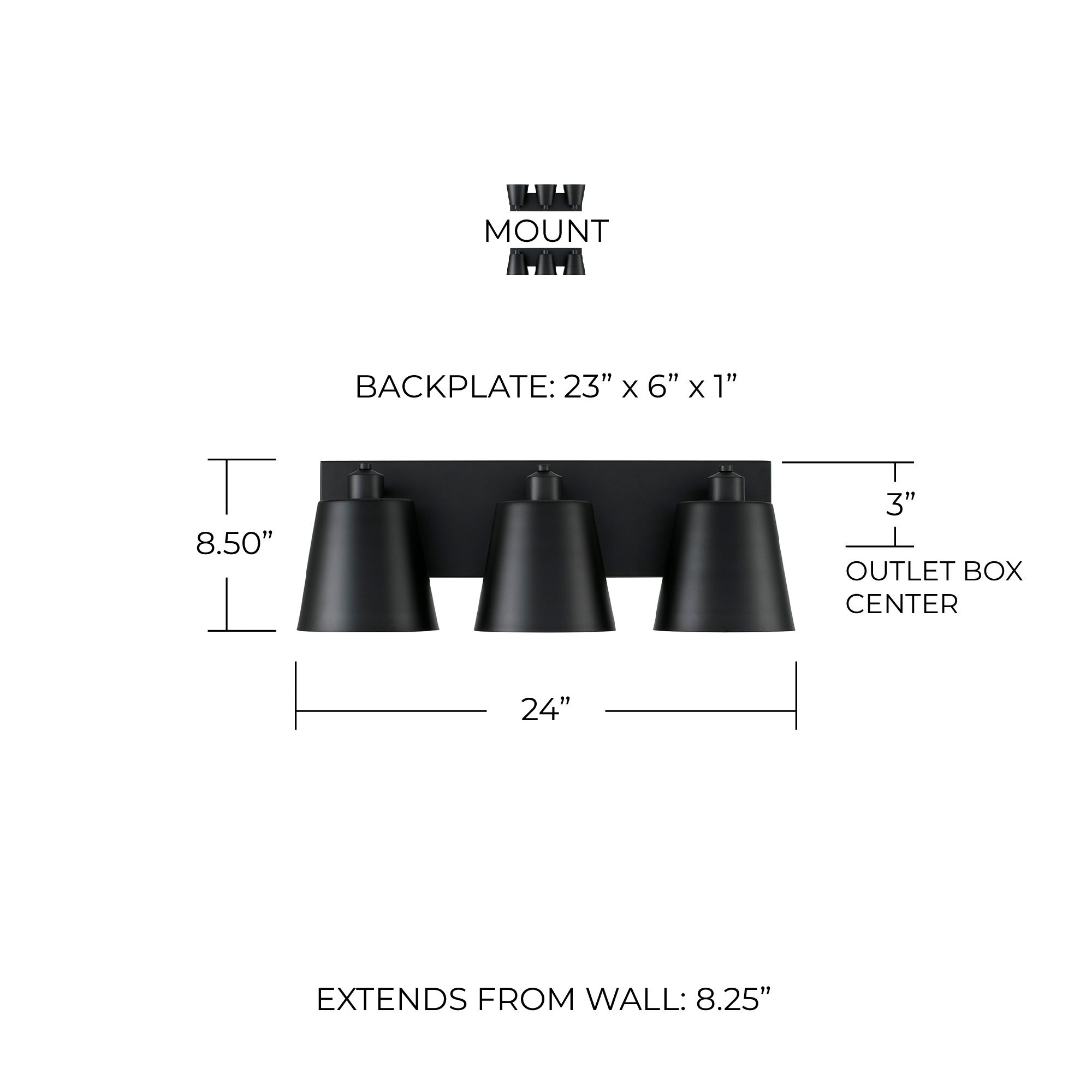 Image 5 Capital Alden 24" Wide Matte Black 3-Light Bath Light more views