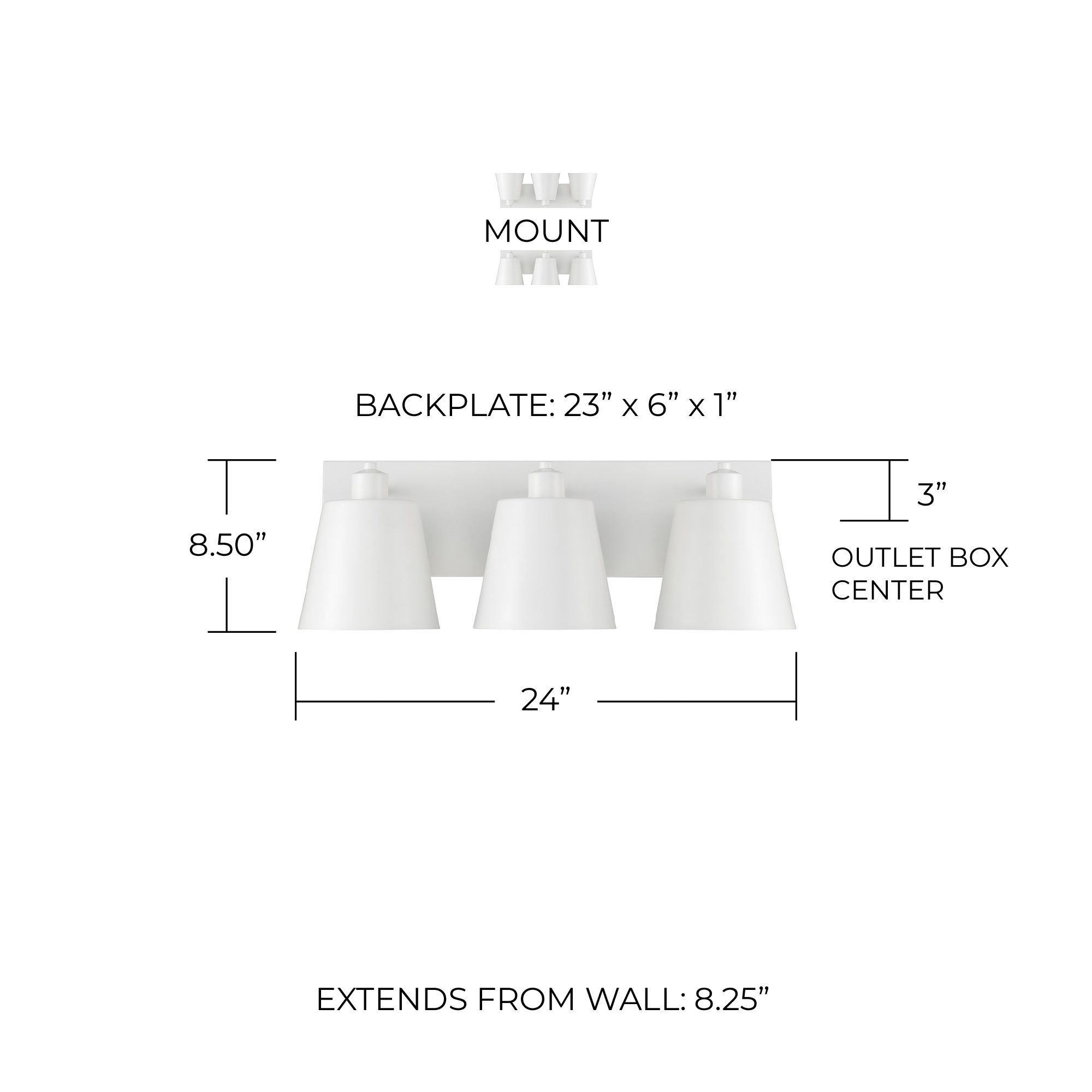Image 5 Capital Alden 24" Wide Matte White 3-Light Bath Light more views