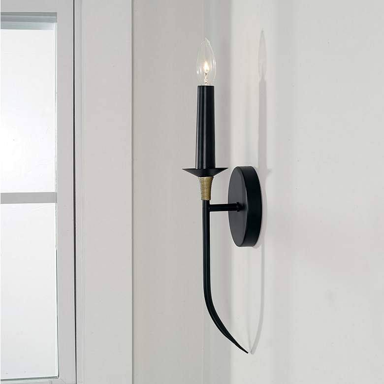 Image 1 Capital Amara 16 3/4"H Matte Black with Brass Wall Sconce
