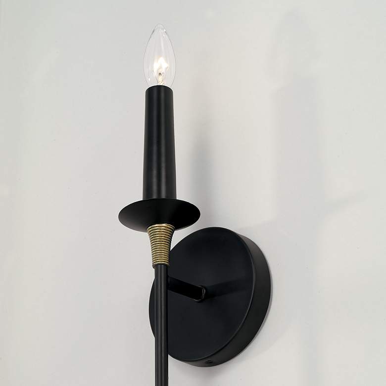 Image 3 Capital Amara 16 3/4"H Matte Black with Brass Wall Sconce more views