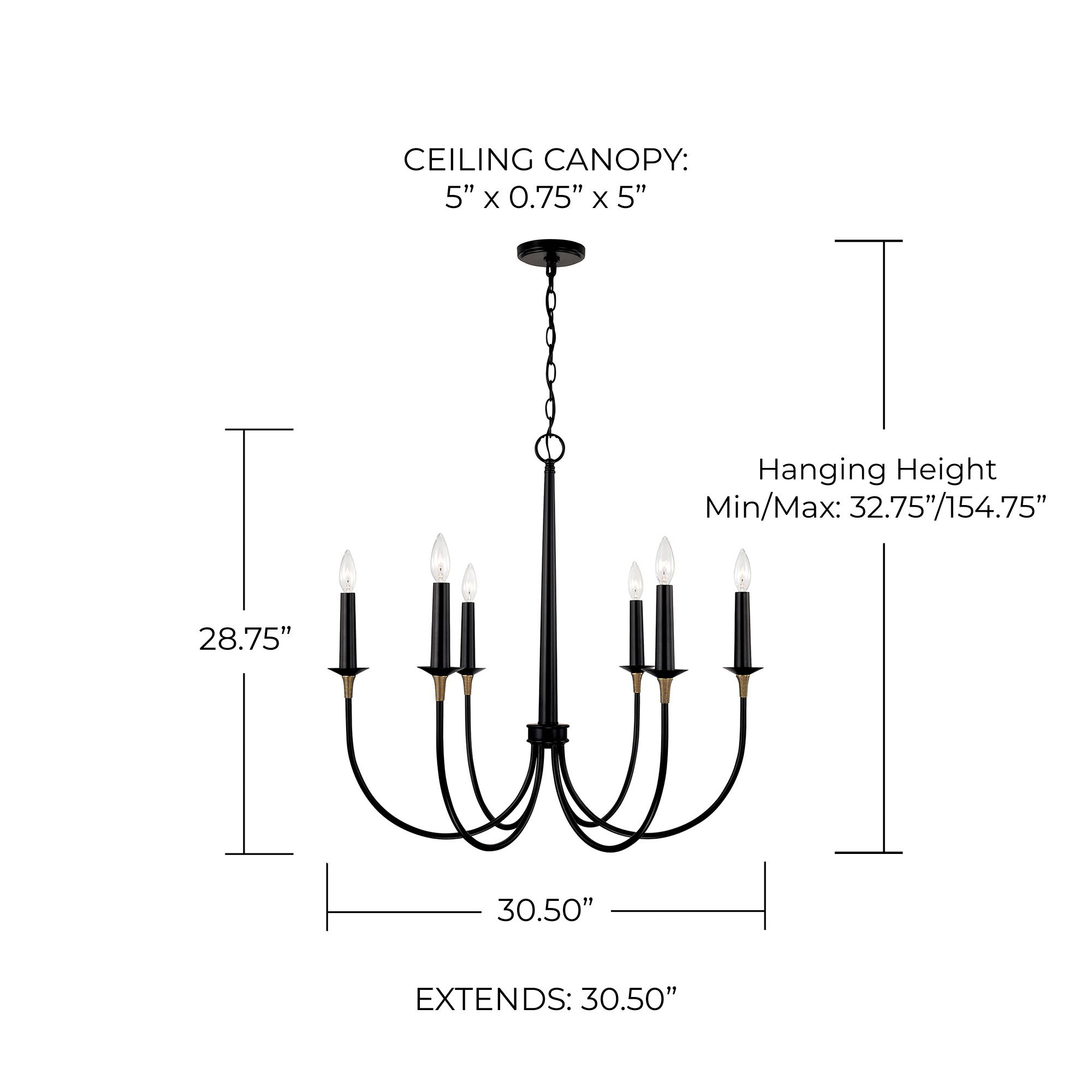Image 5 Capital Amara 30 1/2" Wide Matte Black 6-Light Chandelier more views