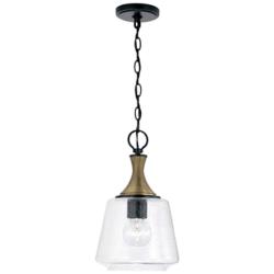 Capital Amara 9" Wide Matte Black and Brass Mini Pendant