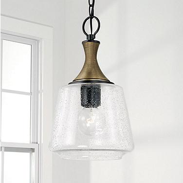 Capital Amara 9" Wide Matte Black and Brass Mini Pendant