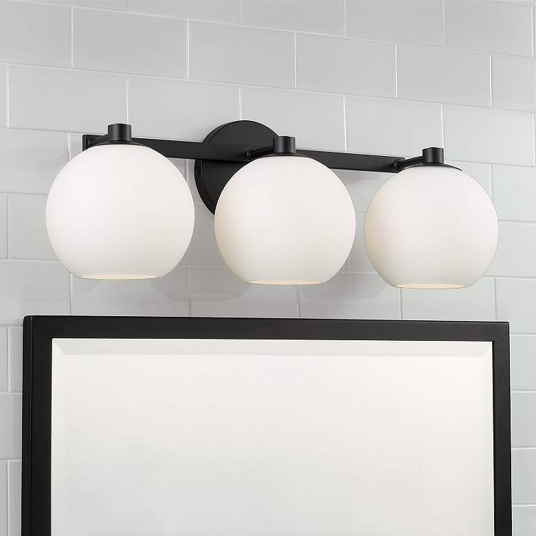 Image 1 Capital Ansley 22 3/4" Wide Matte Black 3-Light Bath Light
