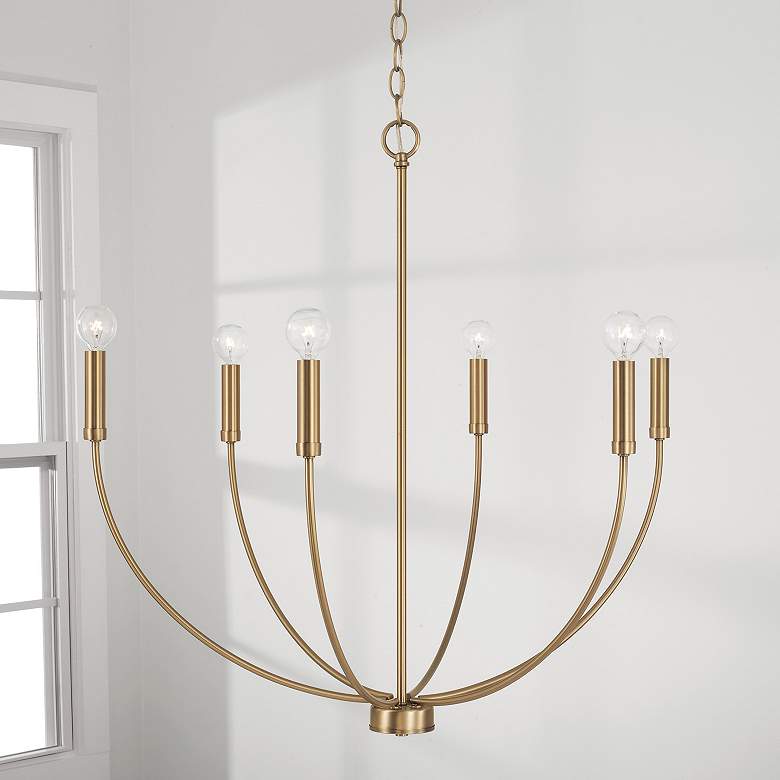Image 1 Capital Ansley 30 1/4" Wide Aged Brass 6-Light Chandelier