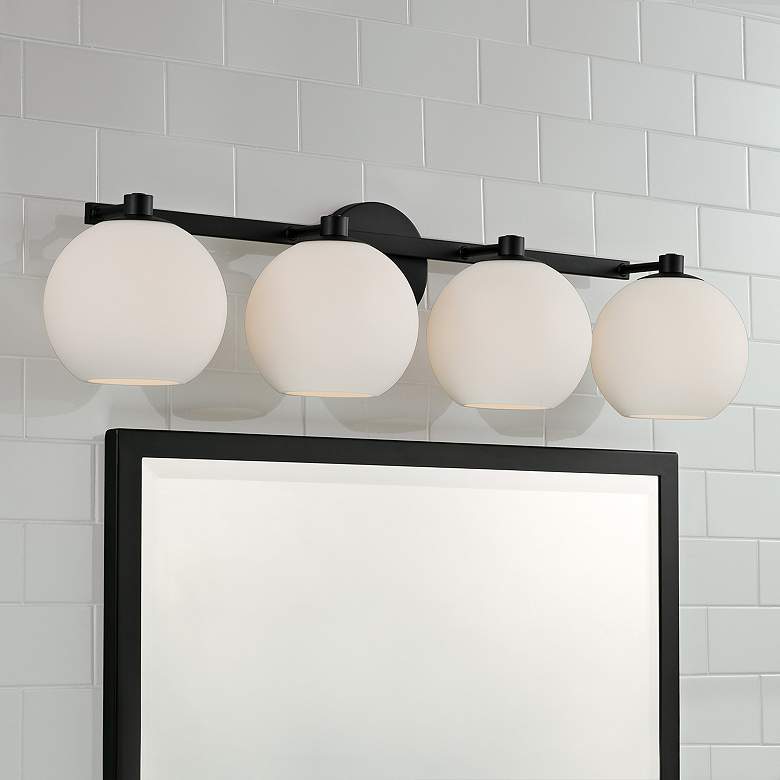 Image 1 Capital Ansley 31" Wide Matte Black 4-Light Bath Light