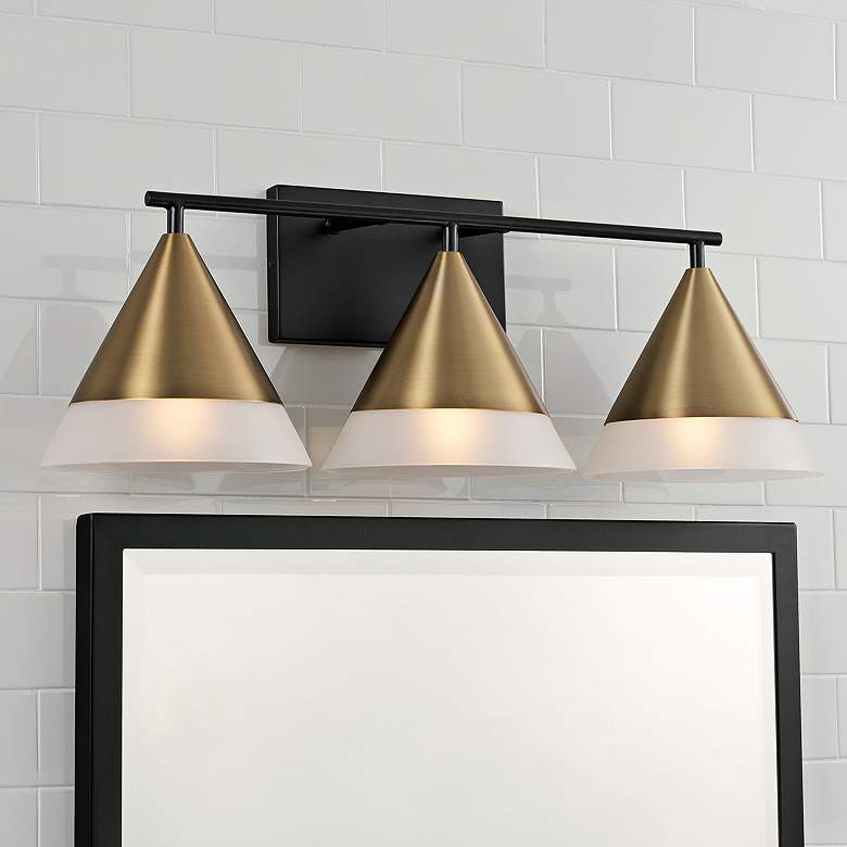 Image 1 Capital Avant 26"W Aged Brass and Black 3-Light Bath Light