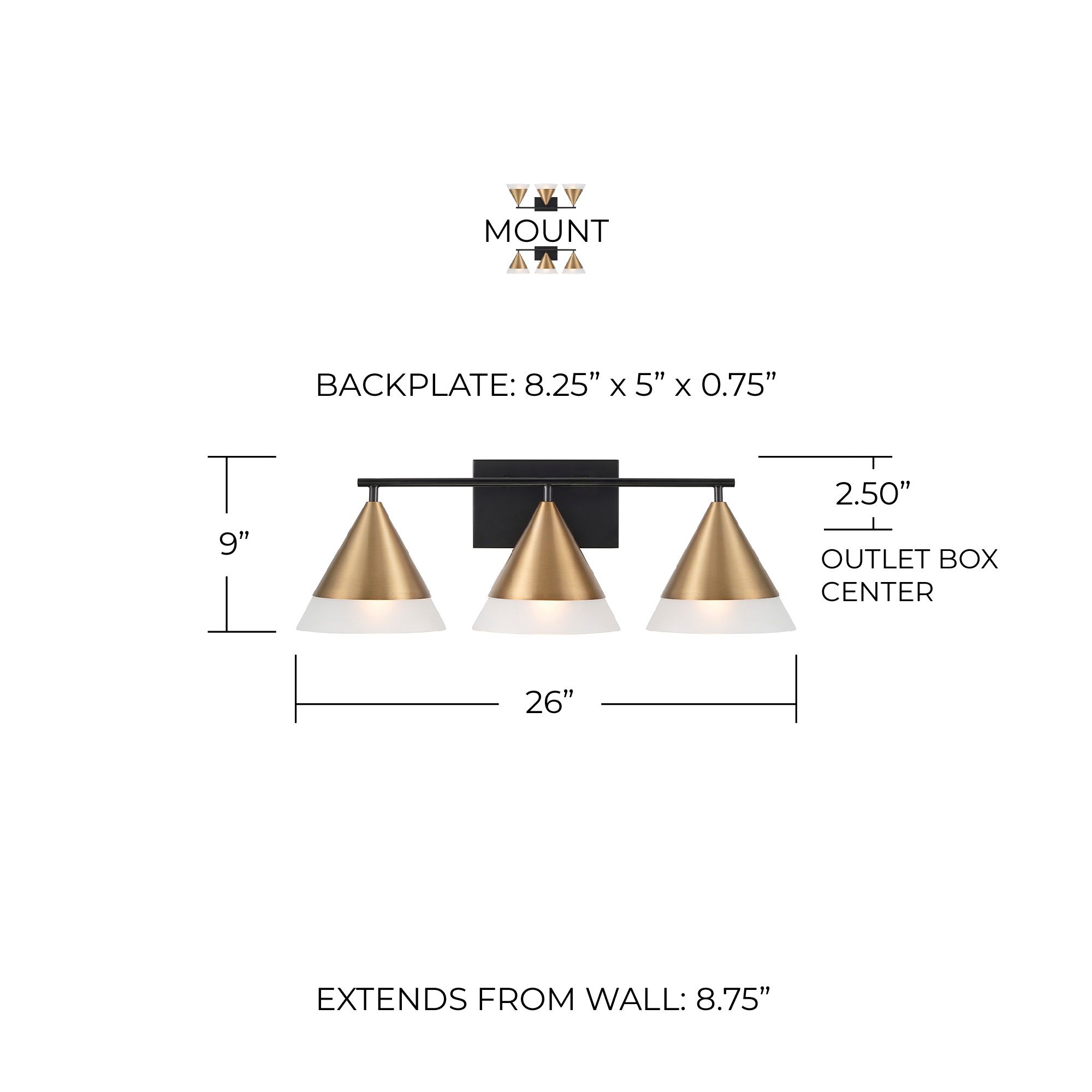 Capital Avant 26"W Aged Brass and Black 3-Light Bath Light