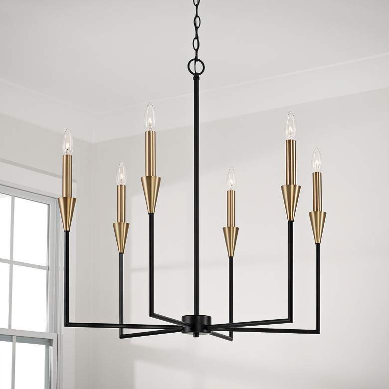 Image 1 Capital Avant 29" Wide Aged Brass 6-Light Chandelier