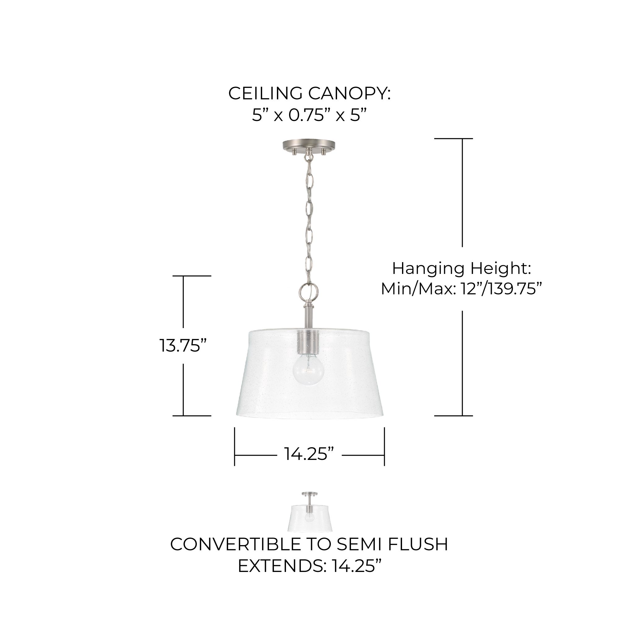 Capital Baker 14 1/4" Wide Brushed Nickel Ceiling Light