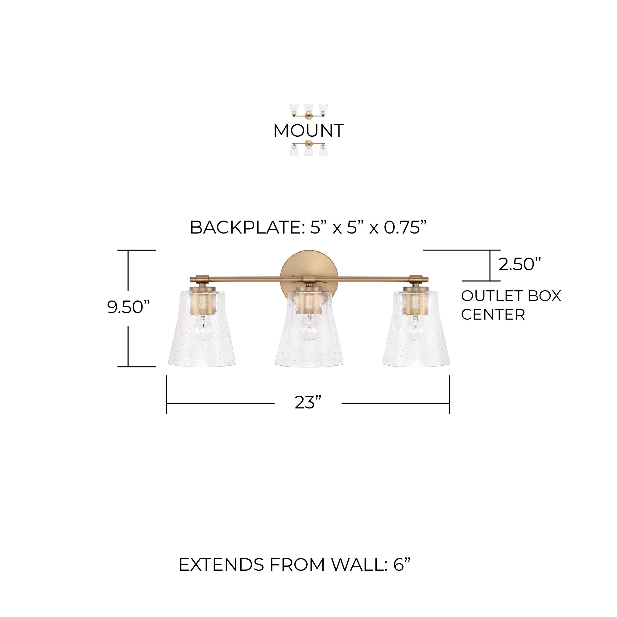 Image 5 Capital Baker 23" Wide Aged Brass 3-Light Vanity Bath Light more views