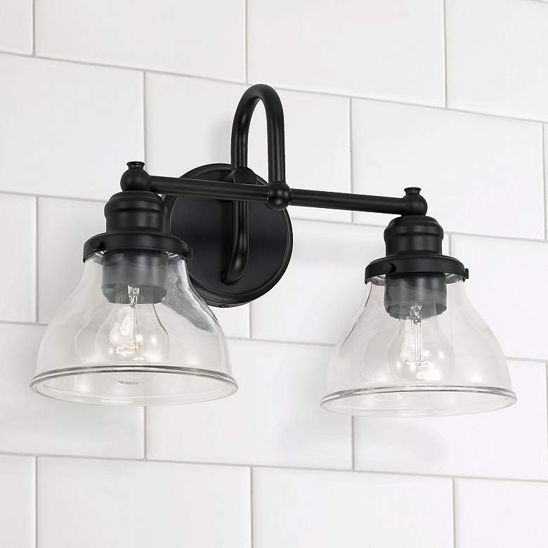 Image 1 Capital Baxter 11" High Matte Black 2-Light Wall Sconce