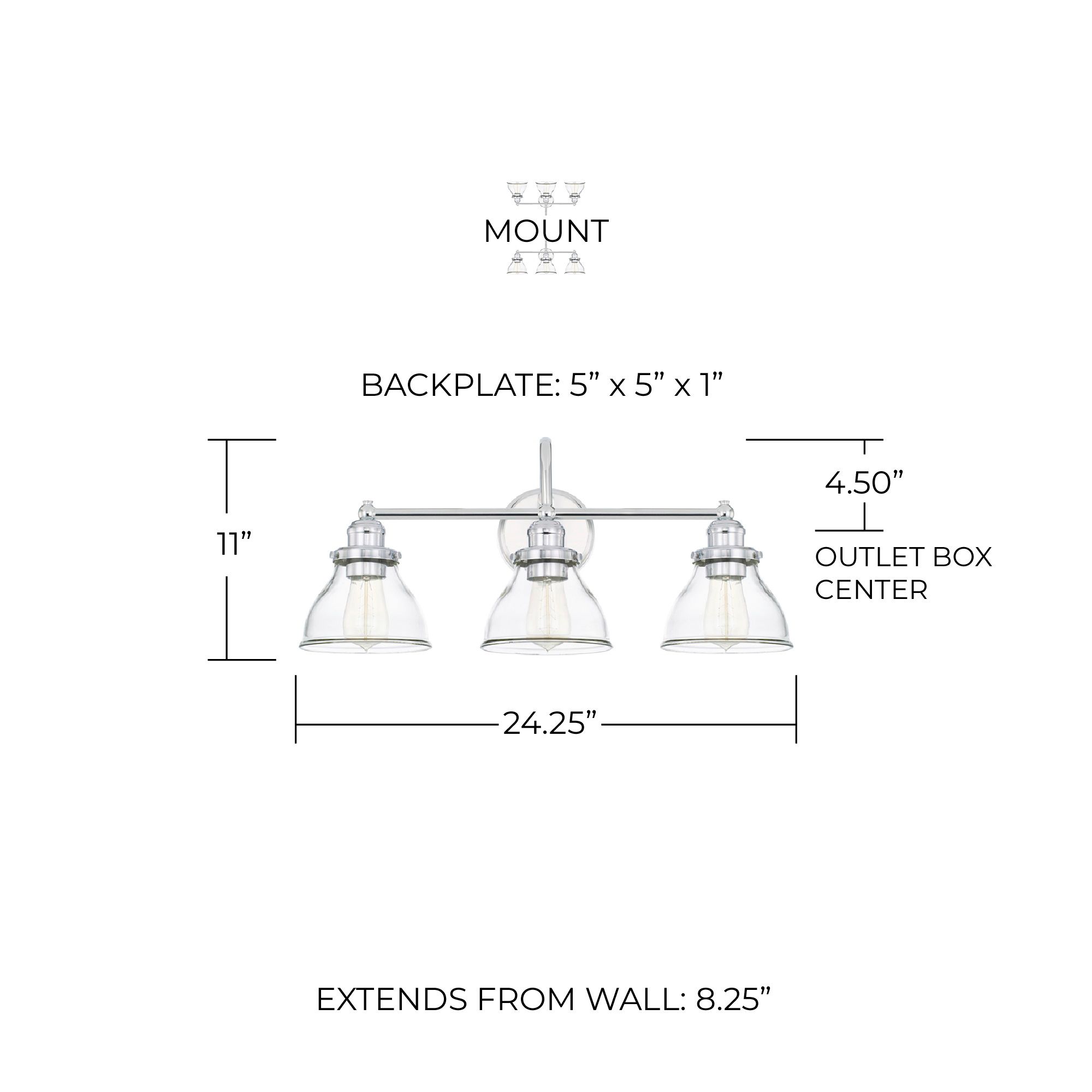 Image 2 Capital Baxter 24 1/4" Wide Chrome 3-Light Vanity Bath Light more views