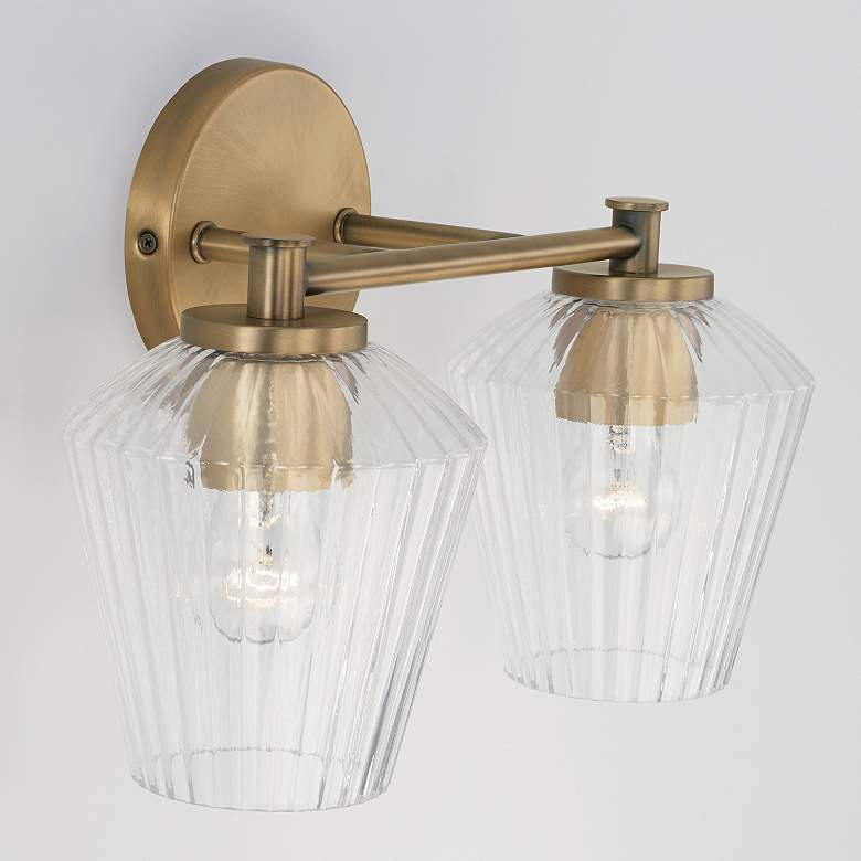 Image 3 Capital Beau 9 1/2" High Aged Brass 2-Light Wall Sconce more views