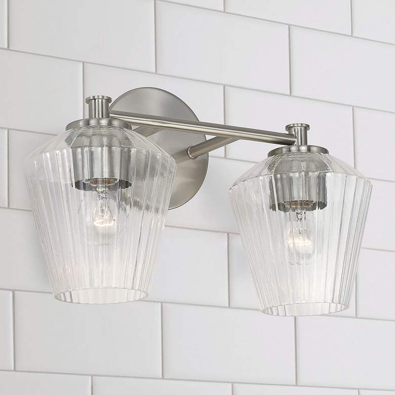 Image 1 Capital Beau 9 1/2" High Brushed Nickel 2-Light Wall Sconce